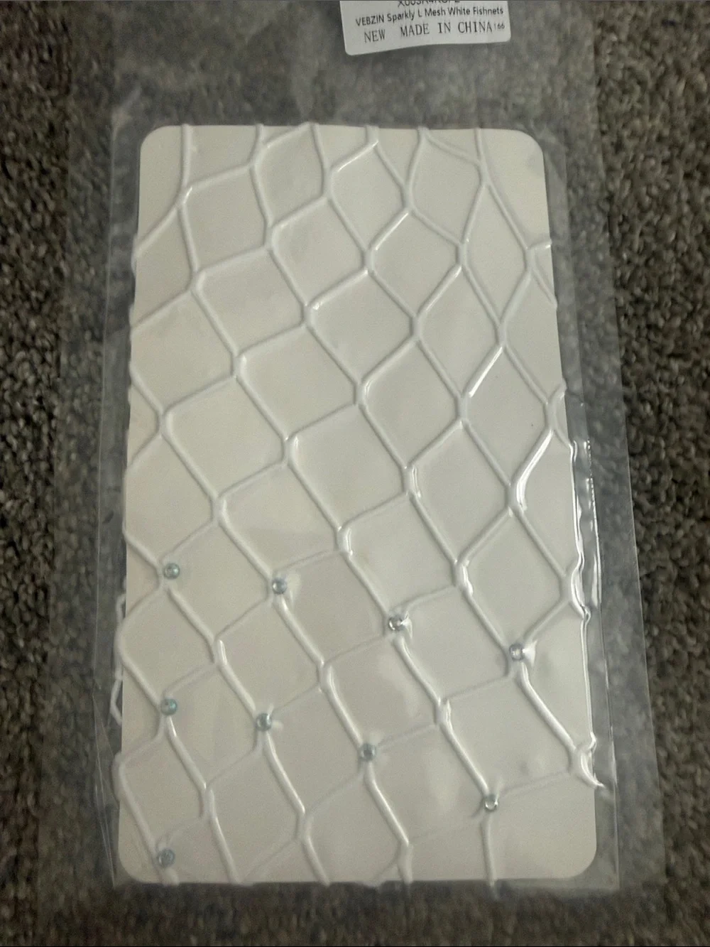 White Mesh Fishnets with Sparkle Accents